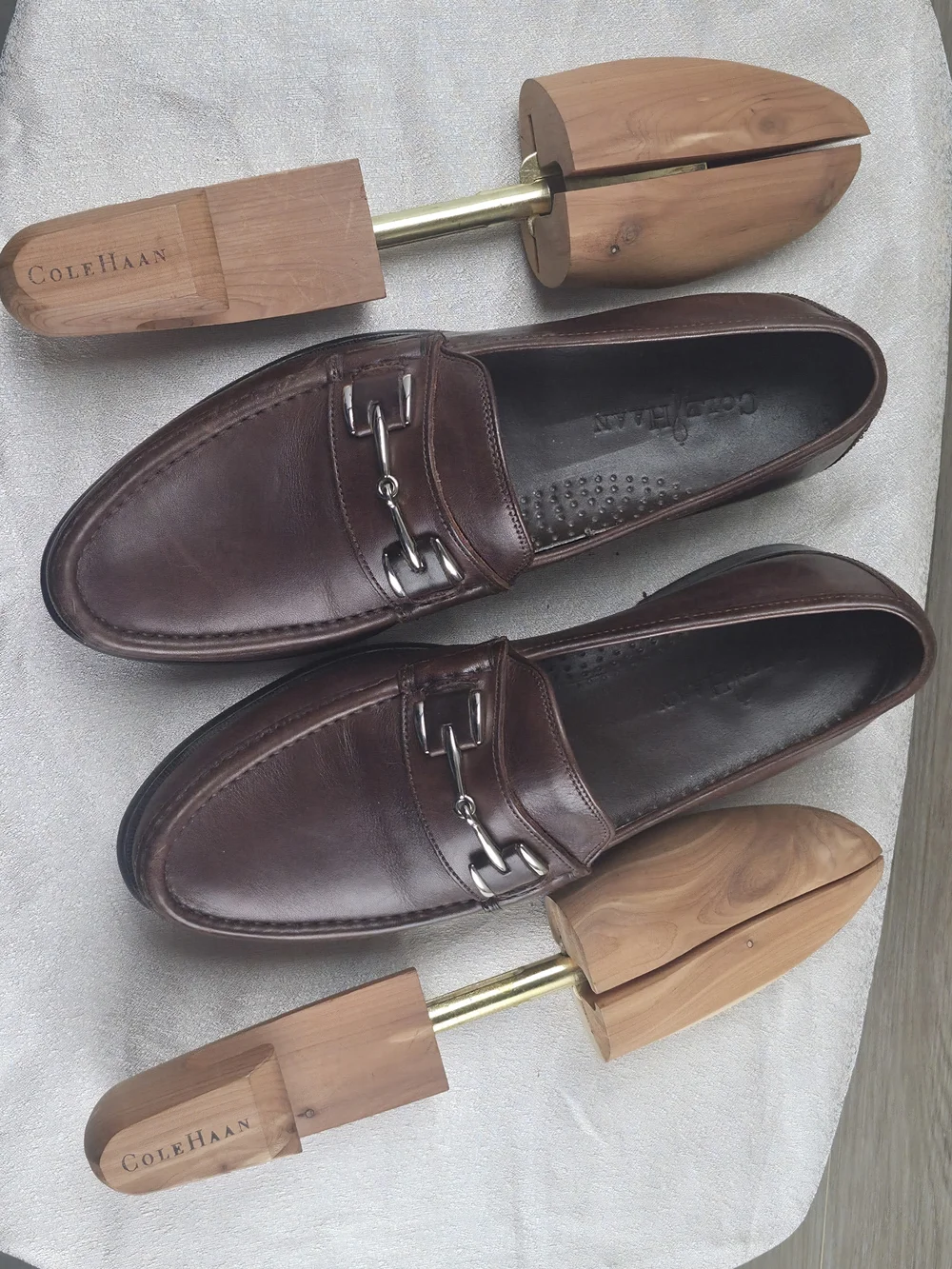 Cole Haan Dark Brown Leather Bit Loafers Men's Size 10.5 D Dress Slip On Shoes